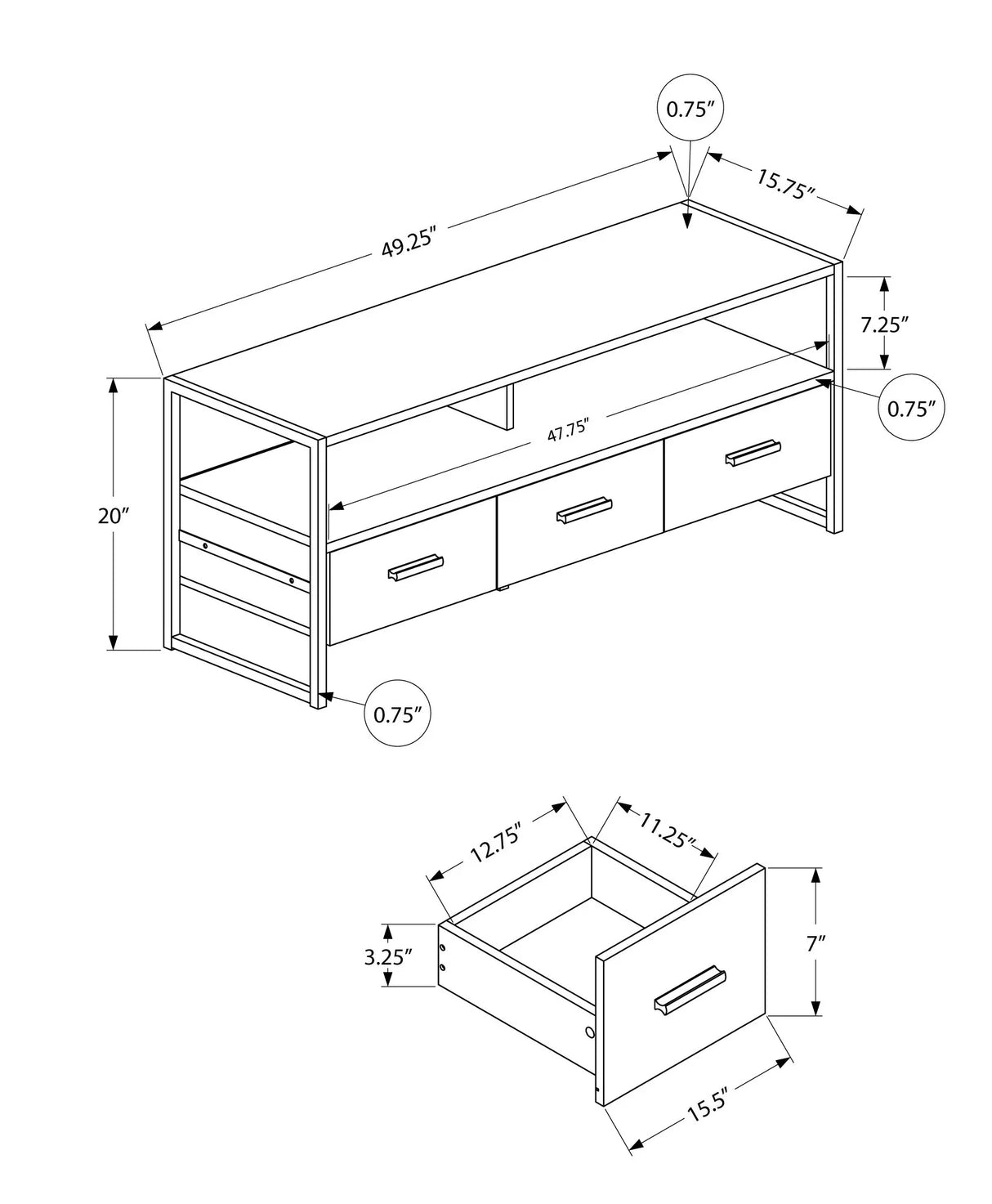 TV Stand, Console, Media Entertainment Center, Storage Drawers, Modern - Furniture Home Direct