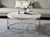 Zaidee - Mable Top Nickel Coffee Table - White - Furniture Home Direct