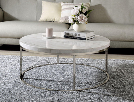 Zaidee - Mable Top Nickel Coffee Table - White - Furniture Home Direct
