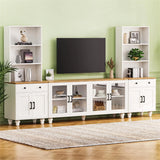 Farmhouse TV Stand With Solid Wood Gourd Shaped Legs For TVs Up To 70" - Furniture Home Direct
