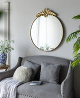 Large Round Wall Mirror With Metal Frame, Circle Accent Mirror For Living Room Bedroom Entryway - Gold - Furniture Home Direct