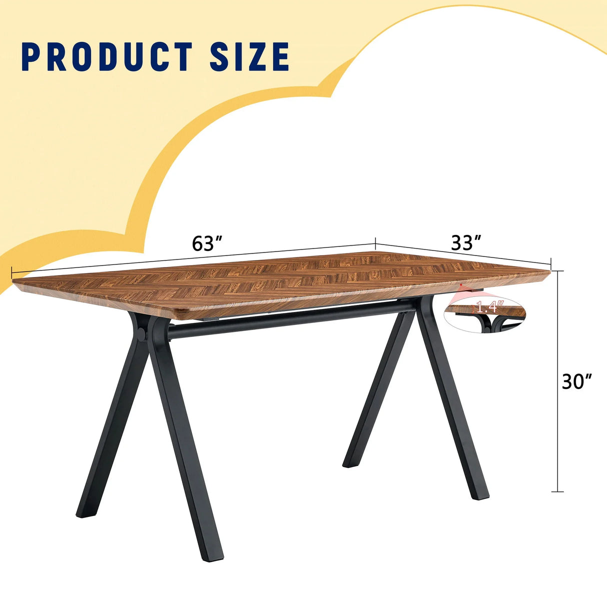 Herringbone Pattern Dining Table A Perfect Match For Modern Minimalist And Industrial Home Styles - Walnut - Furniture Home Direct