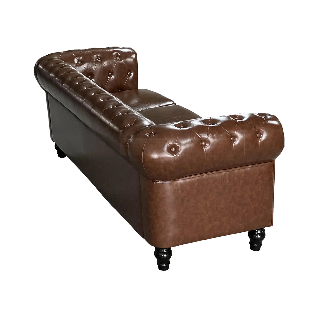 PU Upholstered Tufted Sofa - Brown - Furniture Home Direct