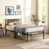 Modern Metal Bedframe With Headboard, Durable Steel Structure - Furniture Home Direct