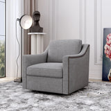 360 Degree Swivel Armchair, Skin Friendly Fabric, Ergonomic Design, Brass Nail Decorative Armchair - Furniture Home Direct