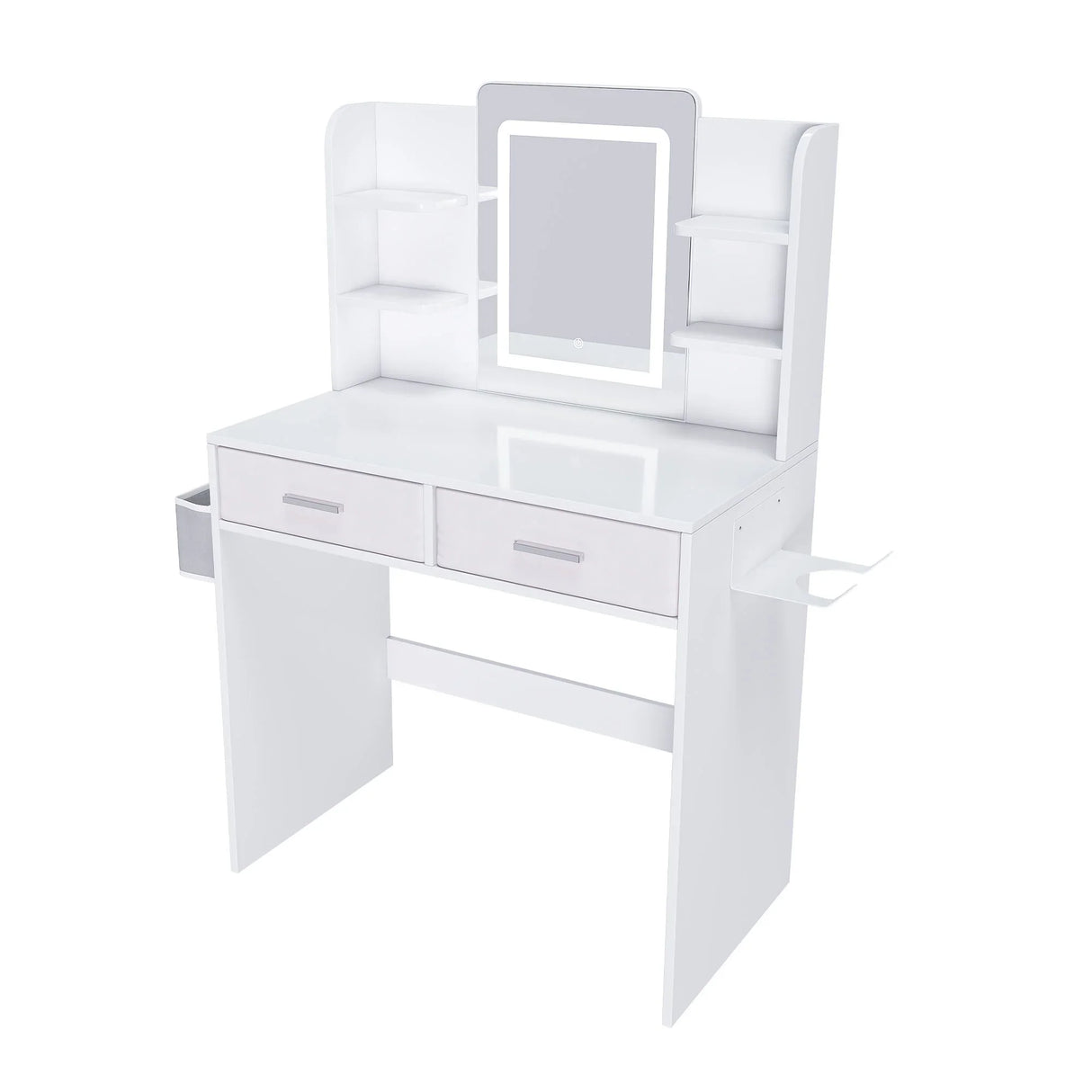 Elegant LED Mirror Vanity Dressing Table With Adjustable Lights, Drawers & Storage - White
