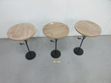 Round Side Table Metal Base With Wooden Top Natural - Furniture Home Direct
