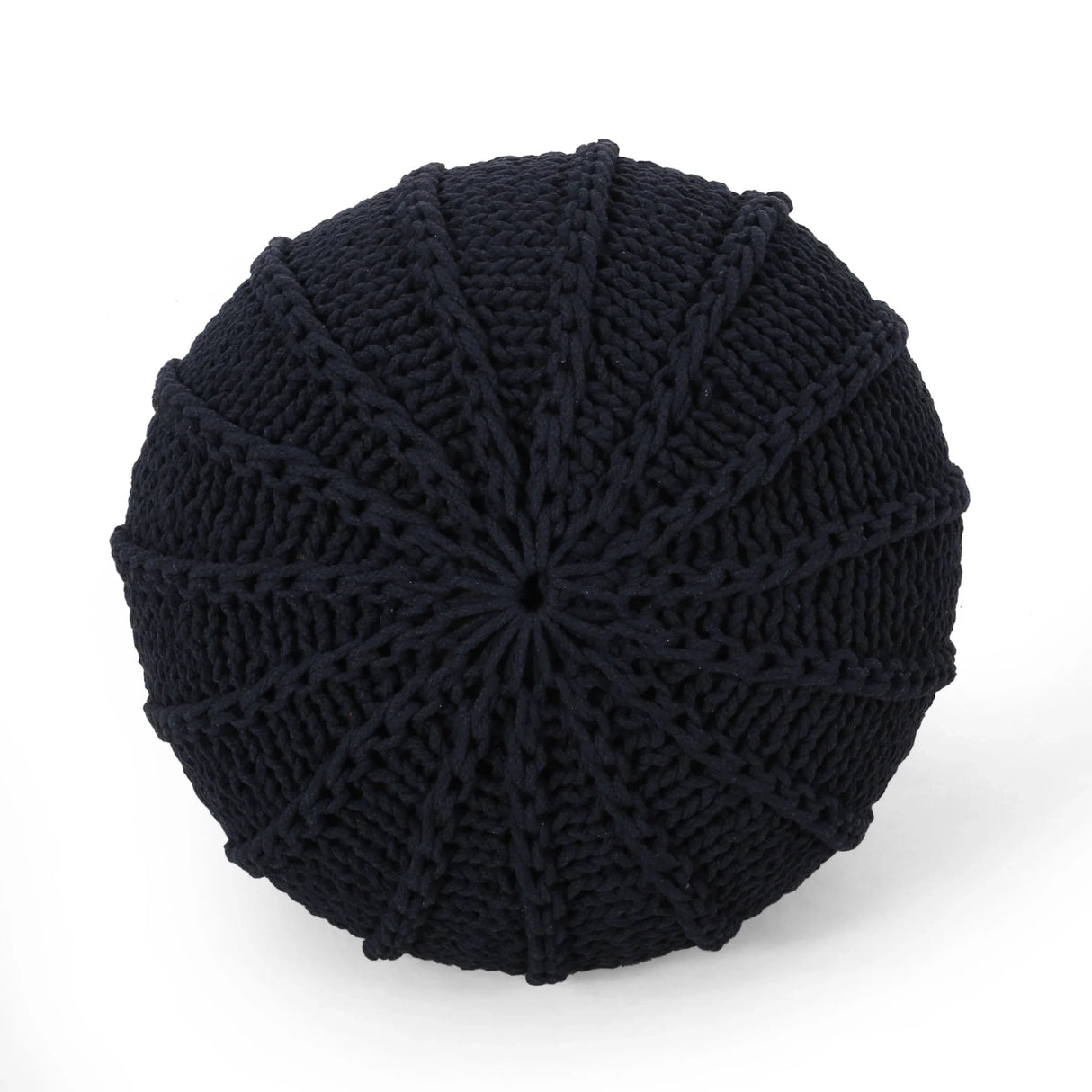 Bordeaux - Knitted Cotton Round Pouf Ottoman And Floor Cushion - Furniture Home Direct