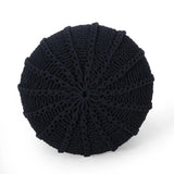 Bordeaux - Knitted Cotton Round Pouf Ottoman And Floor Cushion - Furniture Home Direct