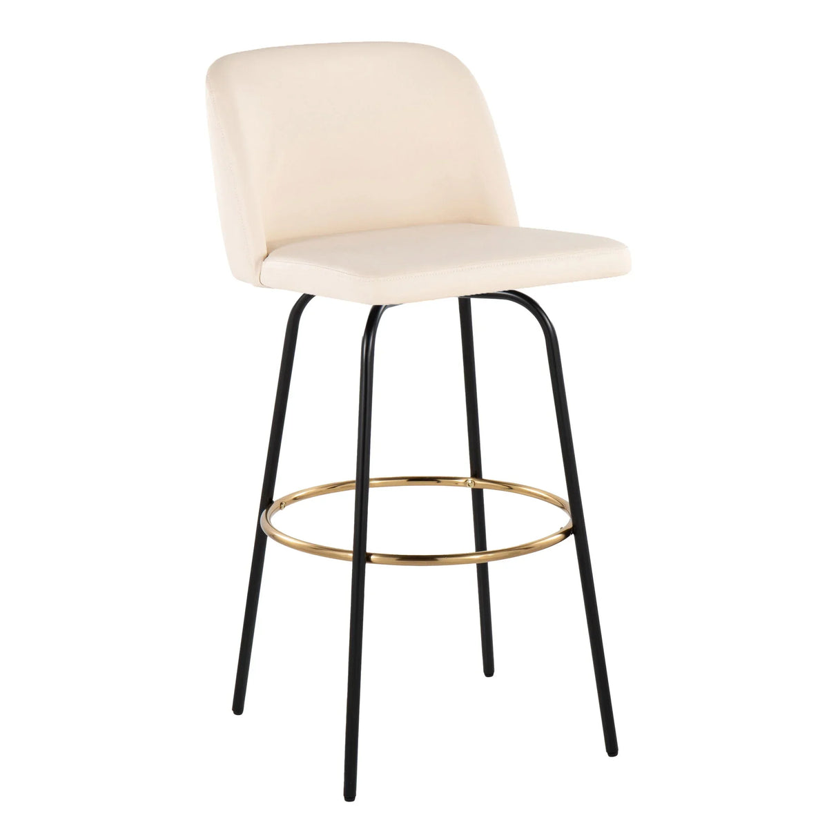 Toriano - Contemporary Fixed Height, Barstool With Swivel & Round Footrest (Set of 2) - Furniture Home Direct