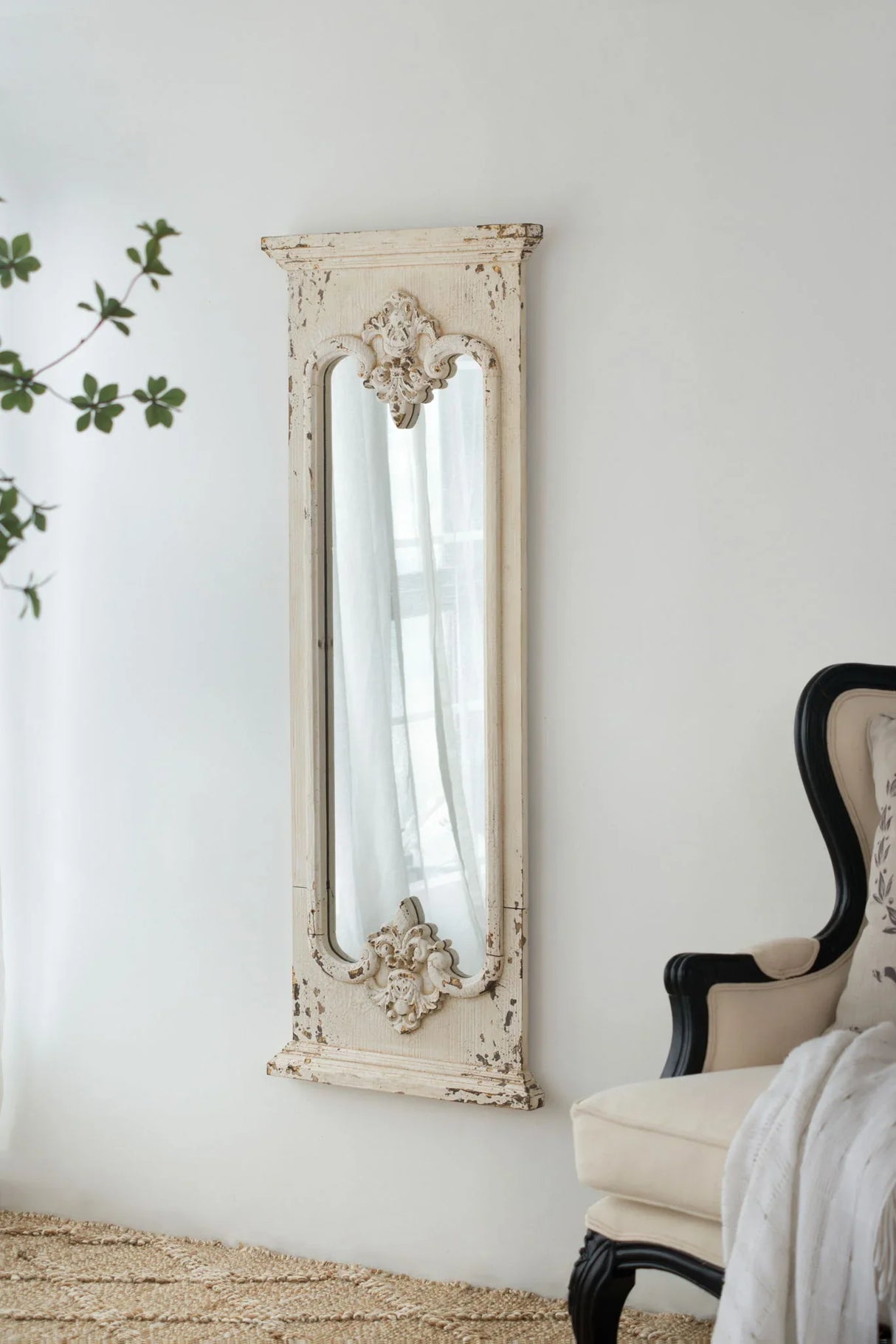 Full Length Mirror With Solid Wood Frame, Floor Mirror For Living Room Bedroom Entryway - White - Furniture Home Direct