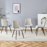 Dining Chairs Set Modern Upholstered PU Leather Gray - Furniture Home Direct