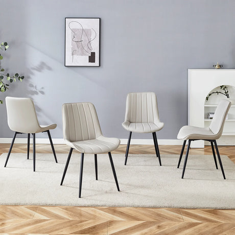 Dining Chairs Set Modern Upholstered PU Leather Gray - Furniture Home Direct
