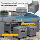 6-Piece Outdoor Wicker Set - Gray - Furniture Home Direct