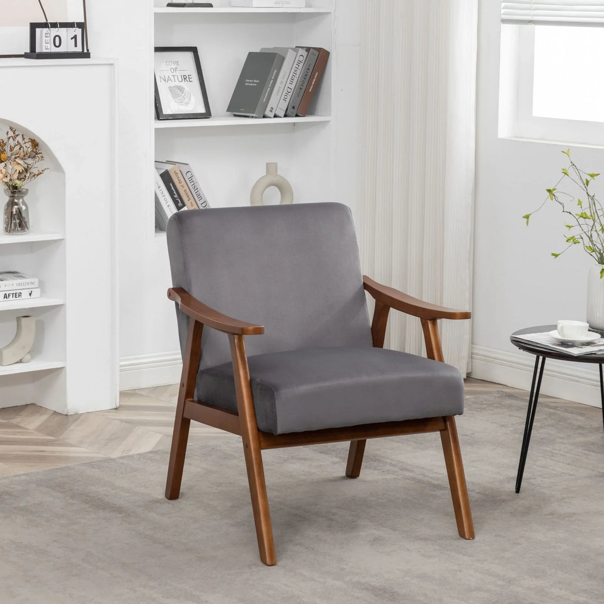 Accent Chair, Classic Mid Century Modern For Extra Seating - Furniture Home Direct