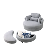 Linen Barrel Swivel Chair With Storage Ottoman - Furniture Home Direct