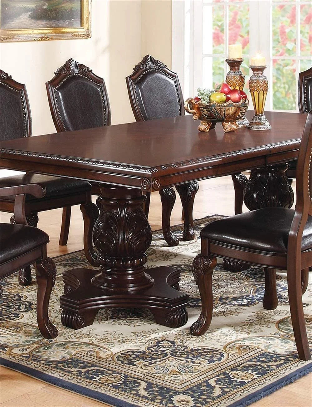 Dining Set Table And 8 Chairs, Traditional Rubberwood Brown - Furniture Home Direct