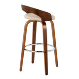 Grotto - Contemporary Fixed Height Barstool With Swivel With Round Footrest (Set of 2) - Furniture Home Direct