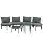 6 Piece Patio Set, Half Moon Outdoor Sectional Sofa With 2 High Low Coffee Tables, 4 Pillows & Cushions - Furniture Home Direct