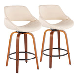 Fabrico - Mid Century Modern Fixed Height Counter Stool And Round Footrest (Set of 2) - Furniture Home Direct