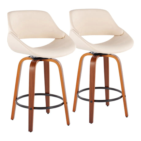 Fabrico - Mid Century Modern Fixed Height Counter Stool And Round Footrest (Set of 2) - Furniture Home Direct