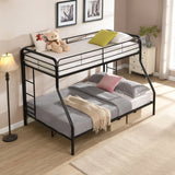Modern Twin Over Full Metal Bunk Bed With Trundle And Dual Side Ladder And Metal Design - Black / Brown - Furniture Home Direct