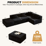 Modular Sectional Couches For Living Room With Deep Seat, L Shape Cloud Sofa Couch, High Density Memory Foam, Boneless Upholstered Couchesy - Black - Furniture Home Direct