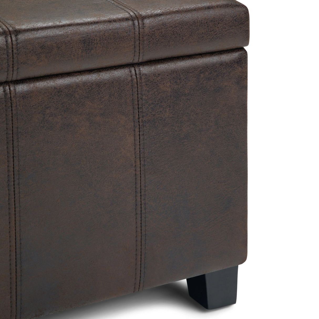 Dover - Storage Ottoman Bench - Distressed Brown - Furniture Home Direct