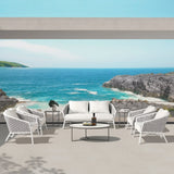 Rowan - Rope Barrel Back Patio Conversation Loveseat Sofa - Optic White - Furniture Home Direct