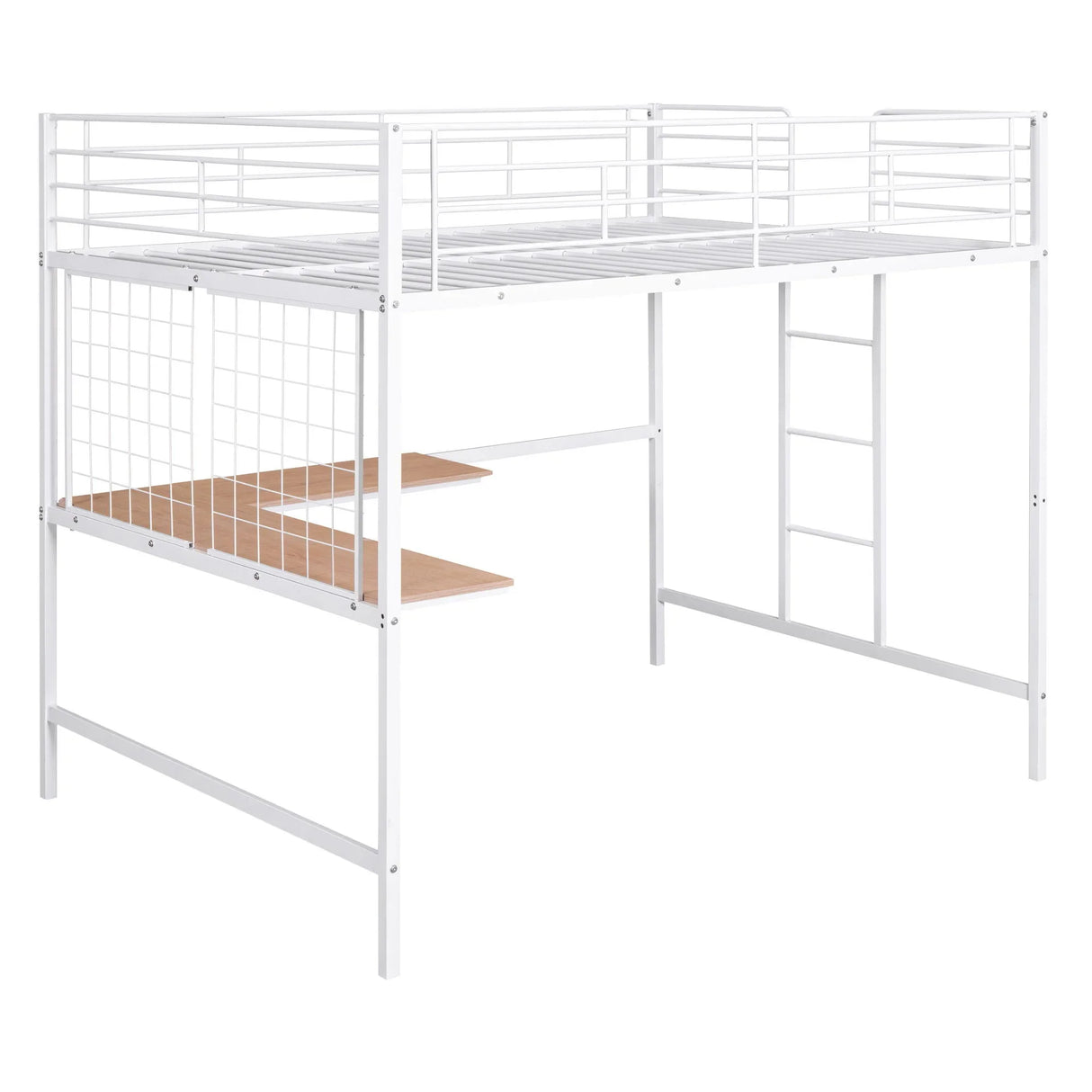 Full Loft Bed With Desk And Grid - White - Furniture Home Direct