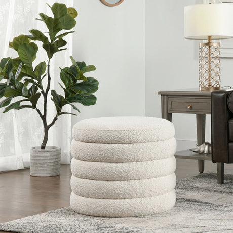 Fuji - Oversized Round Storage Ottoman - Furniture Home Direct