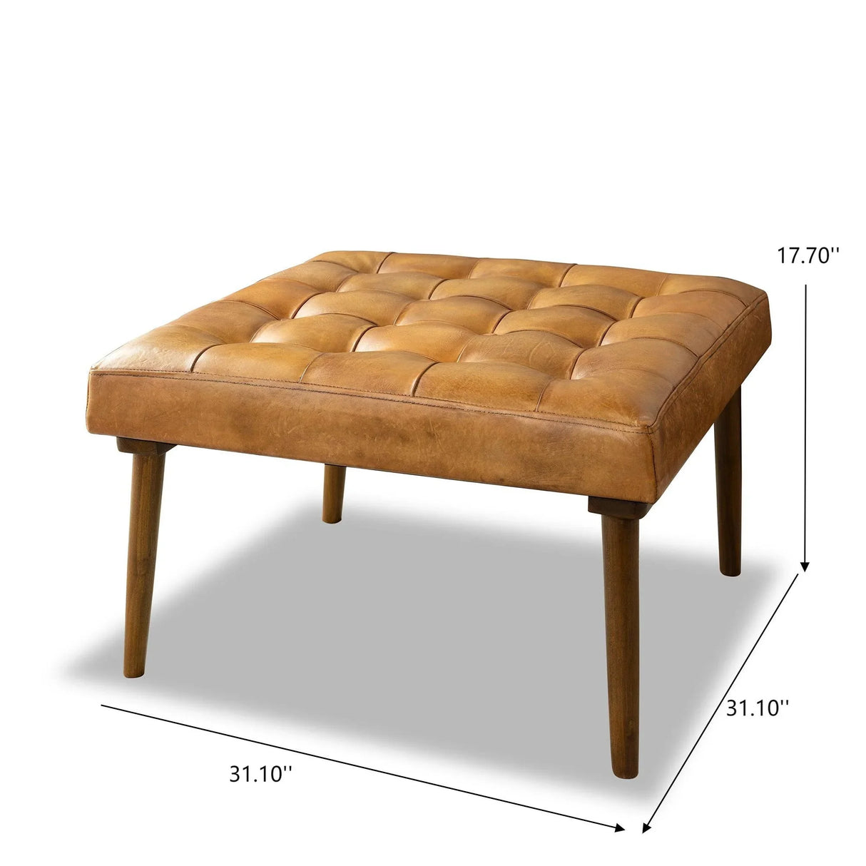 Mark - Tufted Square Genuine Leather Upholstered Ottoman - Furniture Home Direct