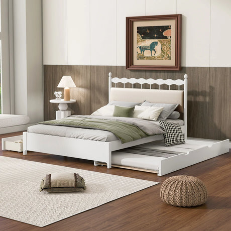 Storage Platform Bed With 2 Big Drawers & Trundle - Furniture Home Direct