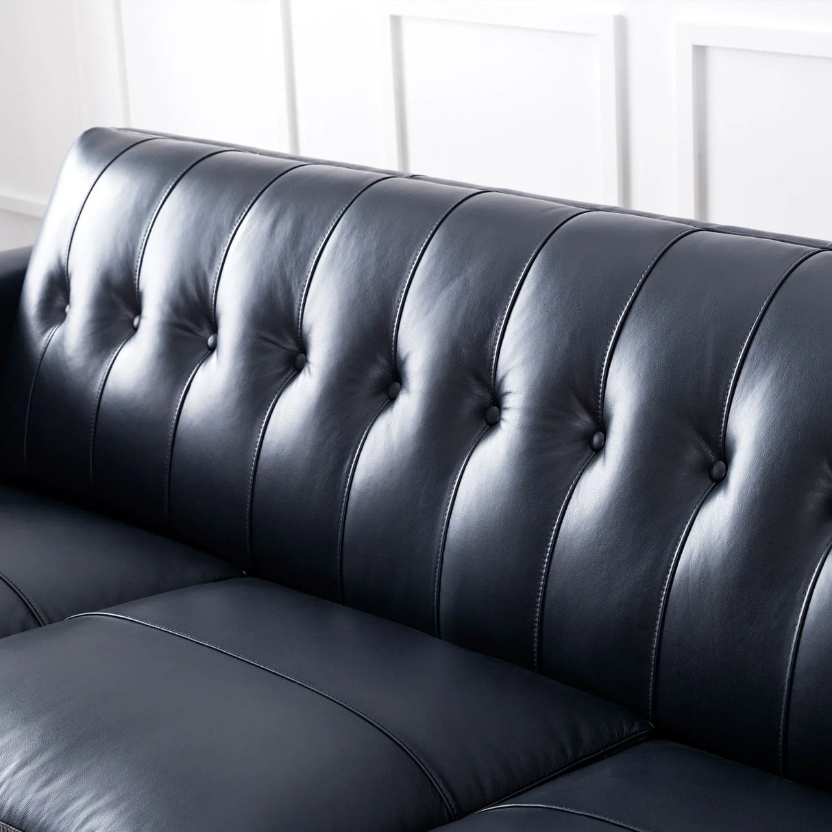 Mid-Century Tufted Leather Sofa - Furniture Home Direct