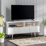 Mid-Century Modern Minimalist 3 Drawer Corner TV Stand For TVs Up To 58 - Furniture Home Direct