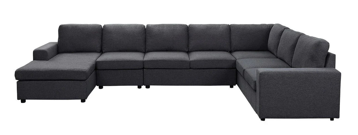 Hayden - Linen 7 Seat Reversible Modular Sectional Sofa Chaise - Furniture Home Direct