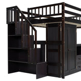 Loft Bed With Stairs, Bookshelf, Drawers, Desk & Wardrobe, Space Saving Multifunctional Furniture - Furniture Home Direct