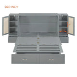 Murphy Wall Bed With Drawer And Rattan Decoration - Furniture Home Direct