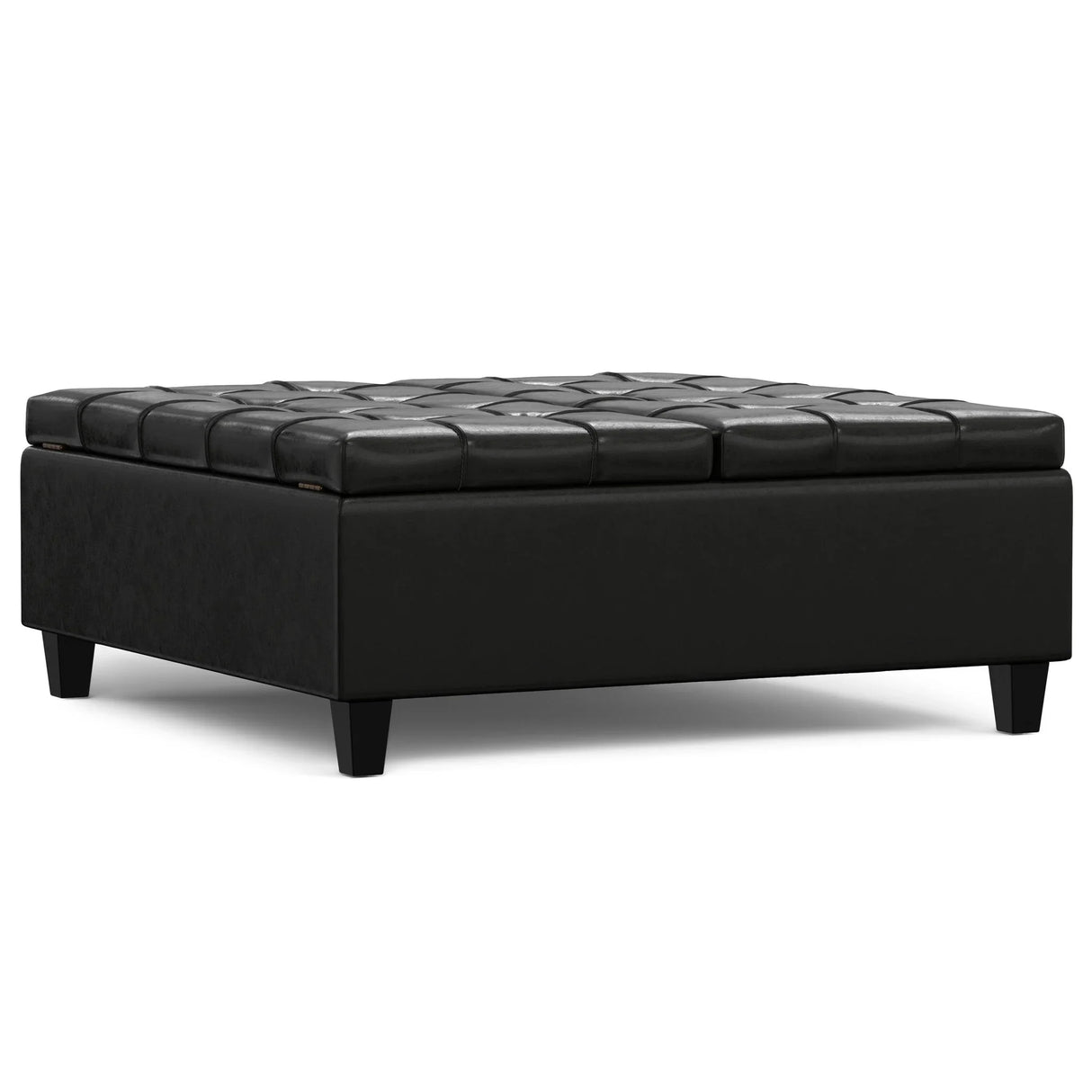 Harrison - Large Square Coffee Table Storage Ottoman - Black - Furniture Home Direct