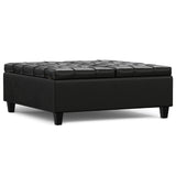 Harrison - Large Square Coffee Table Storage Ottoman - Black - Furniture Home Direct