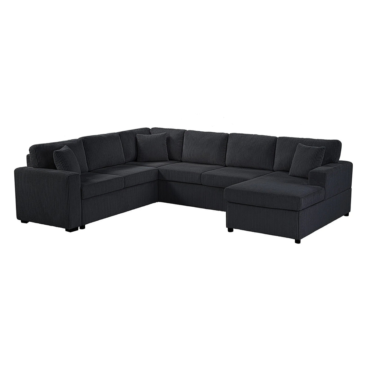 Oversized Sectional U-Shaped Sofa With Chaise Lounge And Three Soft Throw Pillows - Furniture Home Direct