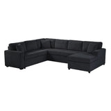 Oversized Sectional U-Shaped Sofa With Chaise Lounge And Three Soft Throw Pillows - Furniture Home Direct