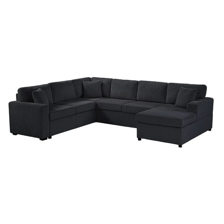 Oversized Sectional U-Shaped Sofa With Chaise Lounge And Three Soft Throw Pillows - Furniture Home Direct