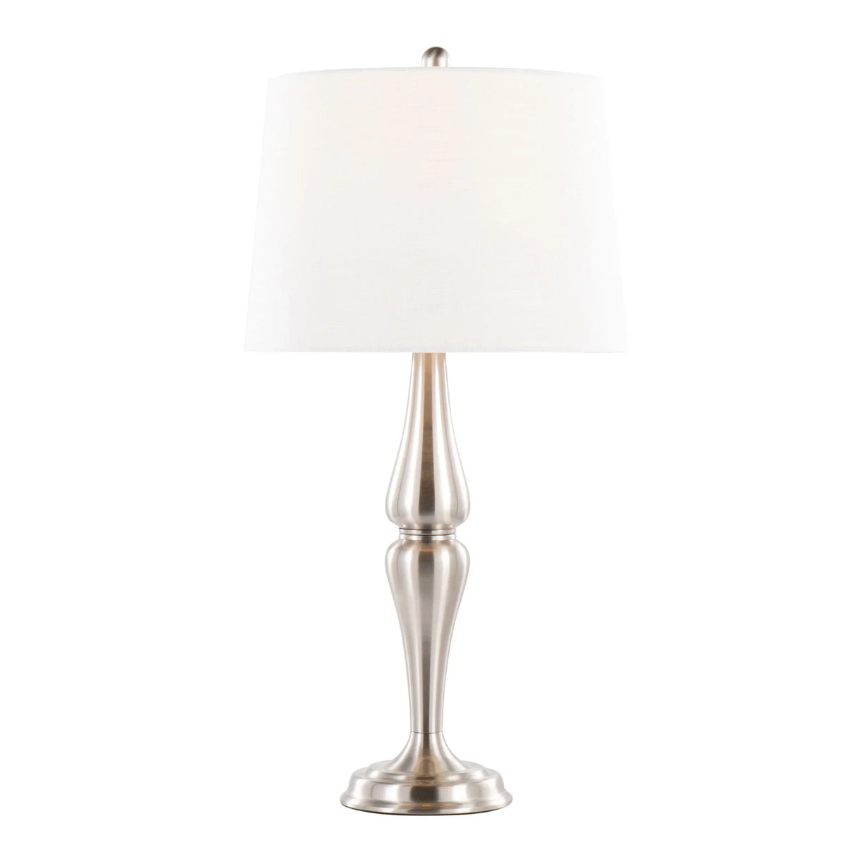Sawyer - Contemporary Table Lamp (Set of 2) - Nickel / White - Furniture Home Direct