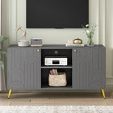 Modern TV Stand With Adjustable Shelf, Handles And Anti-Tip Device - Furniture Home Direct