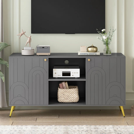 Modern TV Stand With Adjustable Shelf, Handles And Anti-Tip Device - Furniture Home Direct