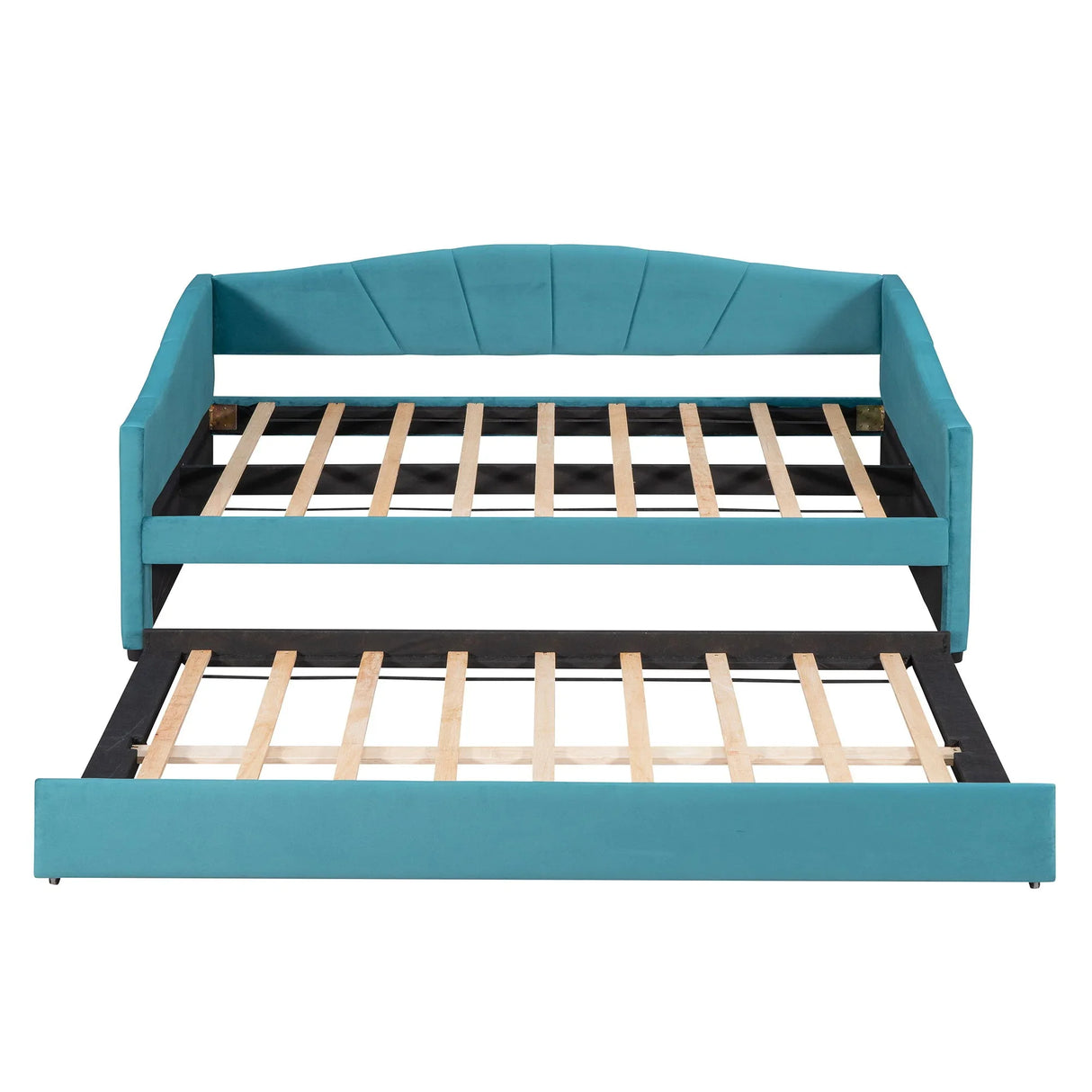Upholstered Daybed Sofa Bed With Trundle Bed And Wood Slat - Furniture Home Direct