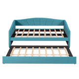 Upholstered Daybed Sofa Bed With Trundle Bed And Wood Slat - Furniture Home Direct