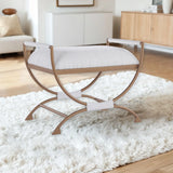 Nora - Bench With Bronze Metal Frame And Boucle Fabric Seat - White - Furniture Home Direct
