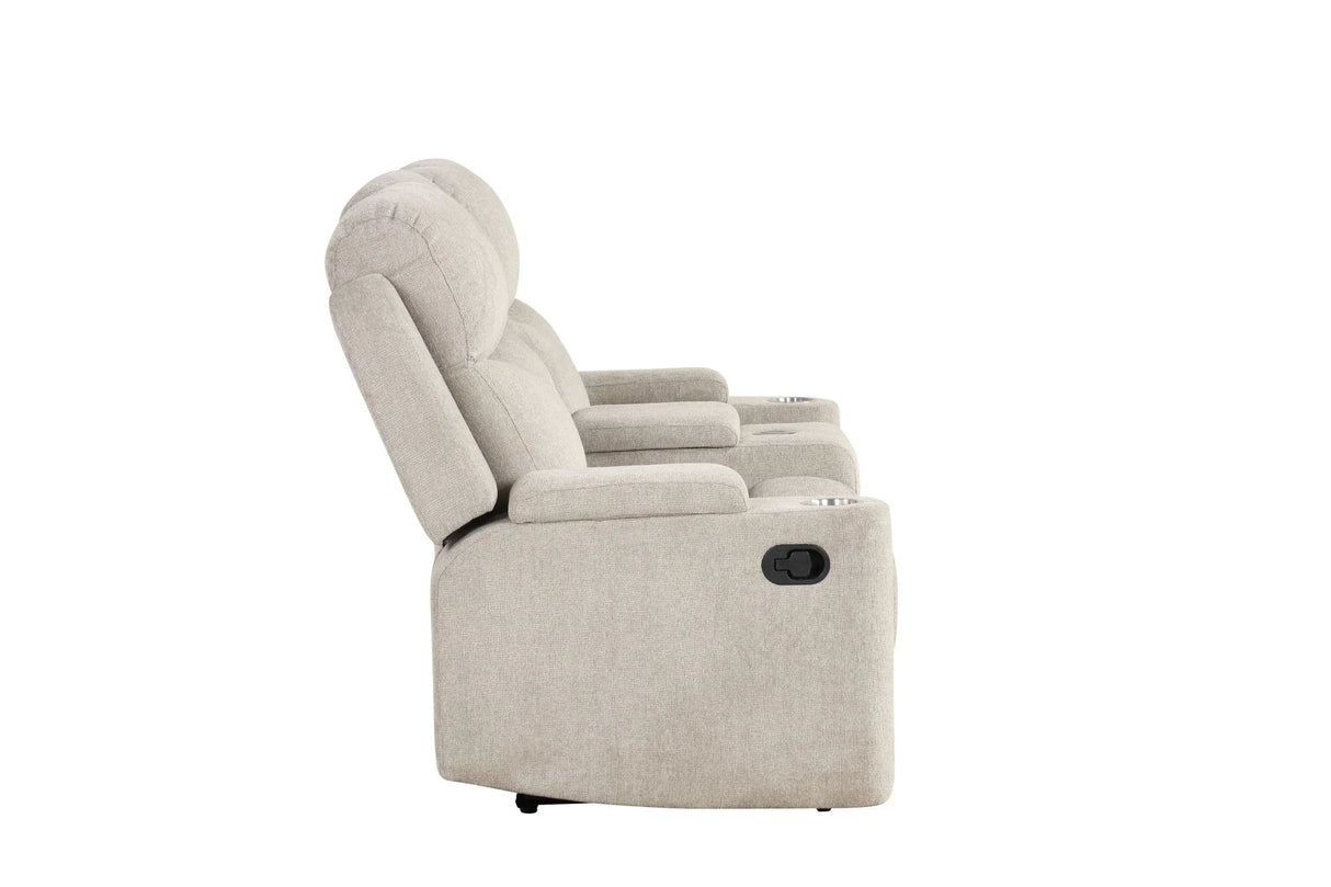 Galya - Motion Loveseat With Console - Light Gray - Furniture Home Direct